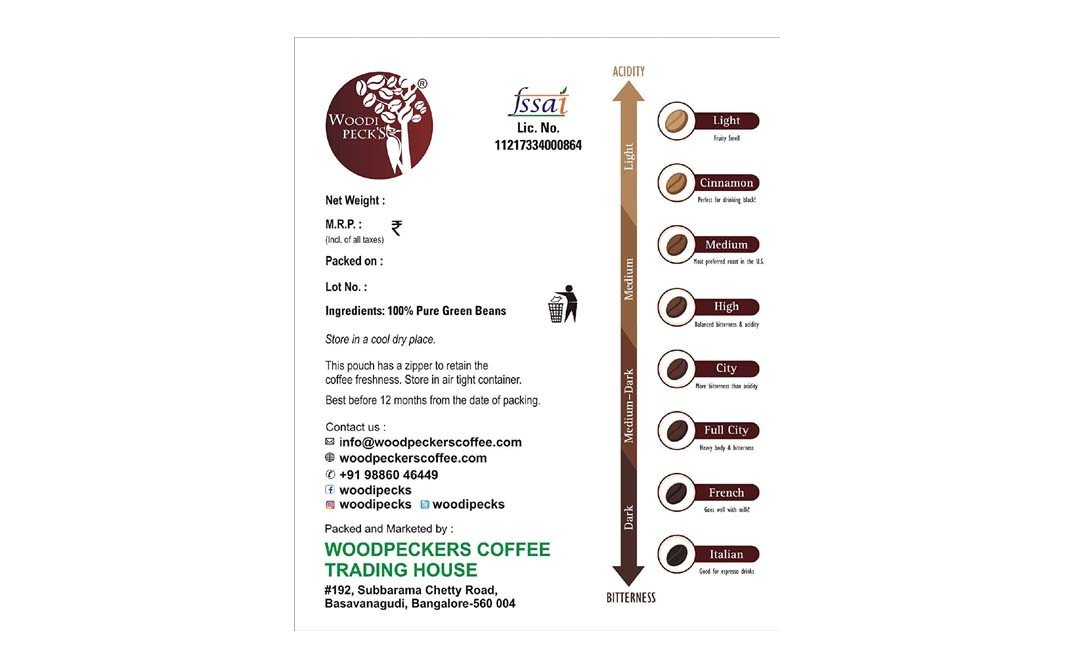 Woodi Peck's Green Coffee Beans, Araku Valley   Box  200 grams